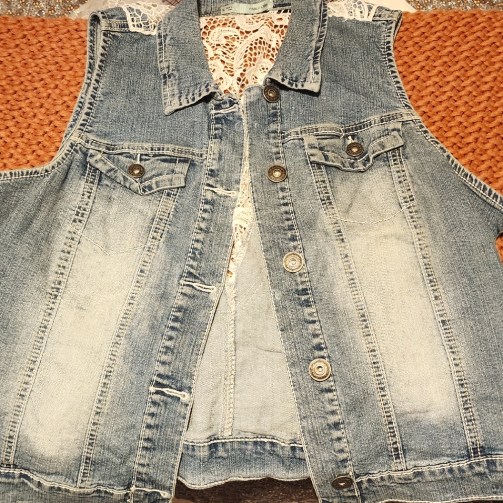 Maurices Denim And Lace Vest